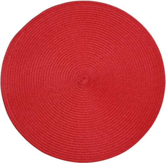 Runde Tischunterlage aus PP in Strohoptik, 38 cm, rot