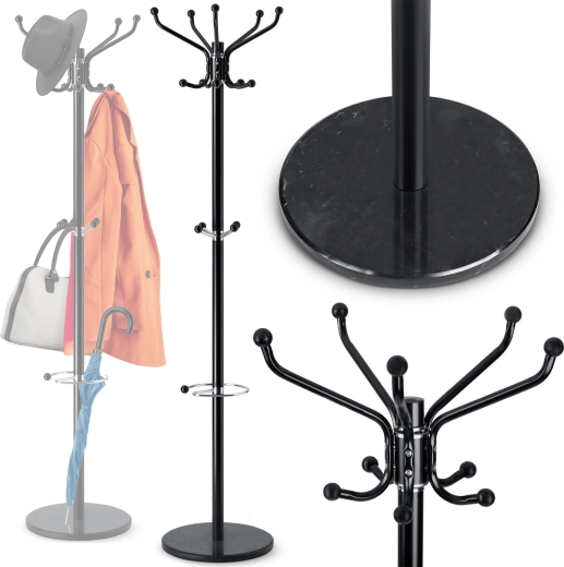 Massido freestanding coat rack with marble base