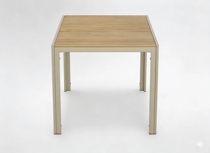 Table de jardin beige en aluminium 80 × 80 × 73 cm