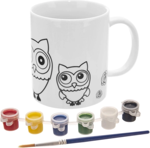 Porcelain Paint-Your-Own Mug with Owl Design, 330 ml