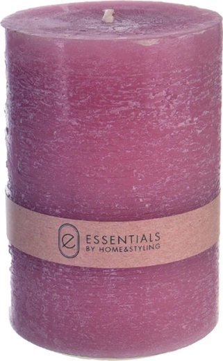 Pink decorative pillar candle 15 cm