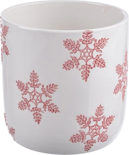 Cache-pot en céramique avec motif de flocons blanc-rouge 14 × 14 × 14 cm