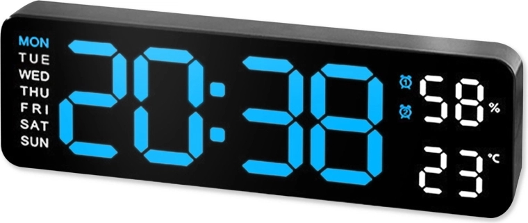 Electronic LED alarm clock RENEW FORCE with XXL display, thermometer and hygrometer