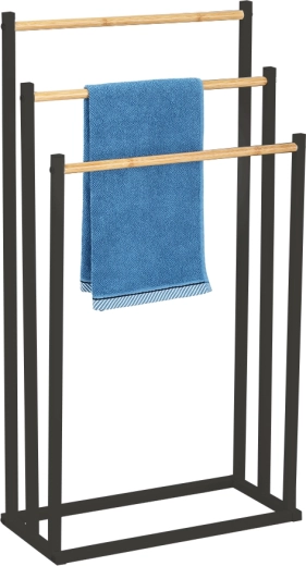Drievoudige handdoekstandaard zwart 45 × 22 × 85 cm