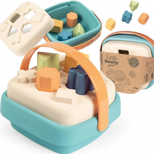 Smoby petit trieur vert dans un panier en bioplastique