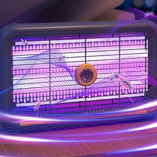 UV LED attracts insects, the grid eliminates them