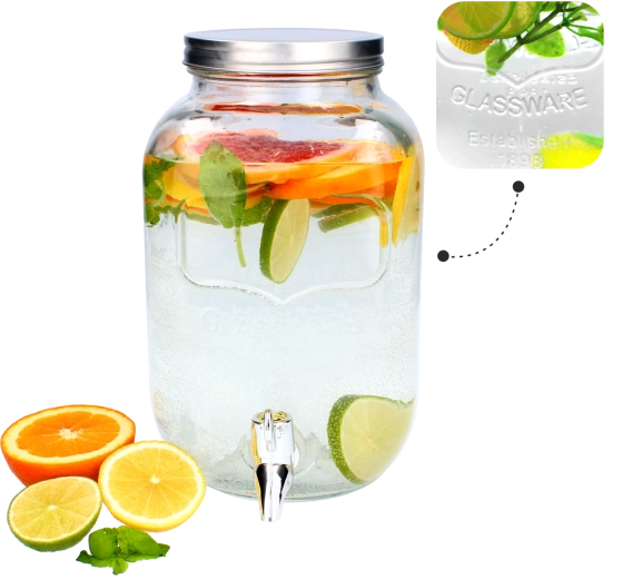 Glass beverage dispenser with tap 4 L
