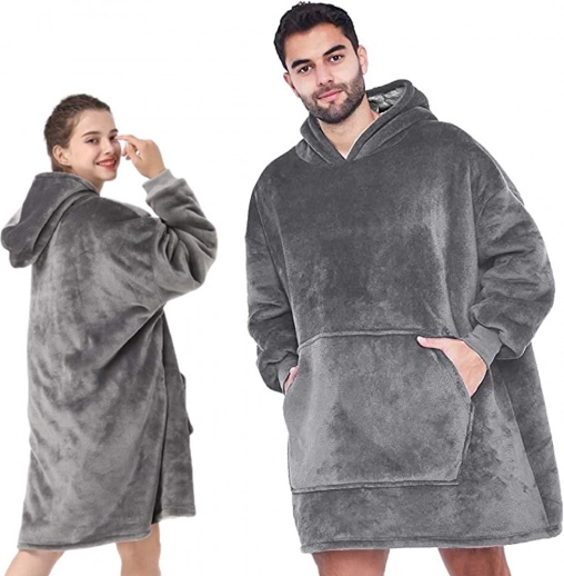 Couverture-sweat à capuche oversize chaude grise