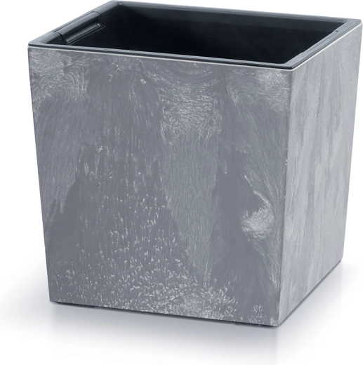 Pot de fleurs Urbi Square Low avec insert 30 cm, effet béton, marengo