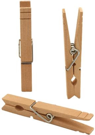 TORO Wooden Clothespins, 24 pcs, Birch 7.2 cm