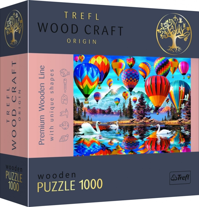 TREFL Wood Craft Origin Wooden Puzzle – Colorful Balloons, 1000 pieces