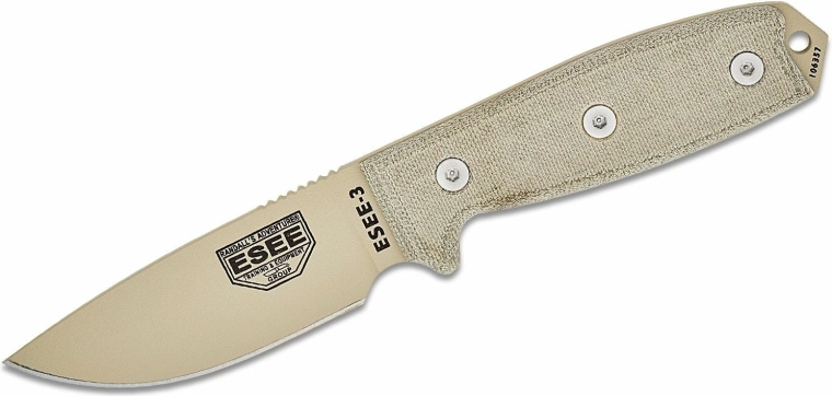 Universeel vast mes ESEE 3, Micarta, schede OD Green