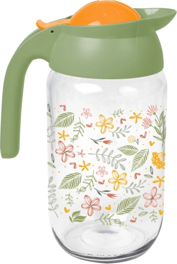 Carafe Botanica 1,5 l en verre avec couvercle en plastique