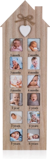 Cadre photo enfant en forme de maison 48 × 14,8 cm pour 12 photos