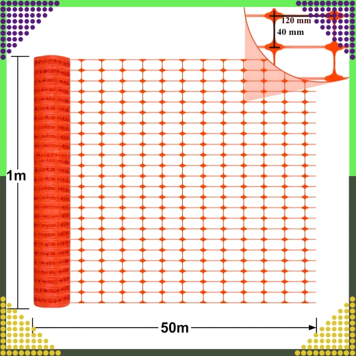 Bouw-waarschuwingsnet van kunststof oranje 1 × 50 m, 100 g