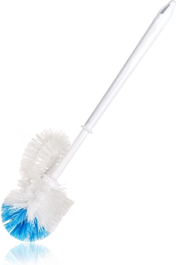Toilet brush with rim cleaner, white, 8 × 37 cm