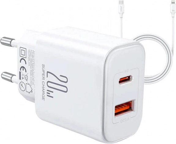 Joyroom JR-TCF05 Flash oplader, 20W + C-L-kabel 1 m (wit)