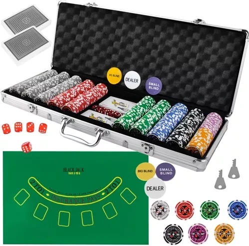 Poker-Set mit 500 Chips im Koffer