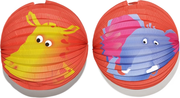 Paper lantern ball with animal pattern 25 cm