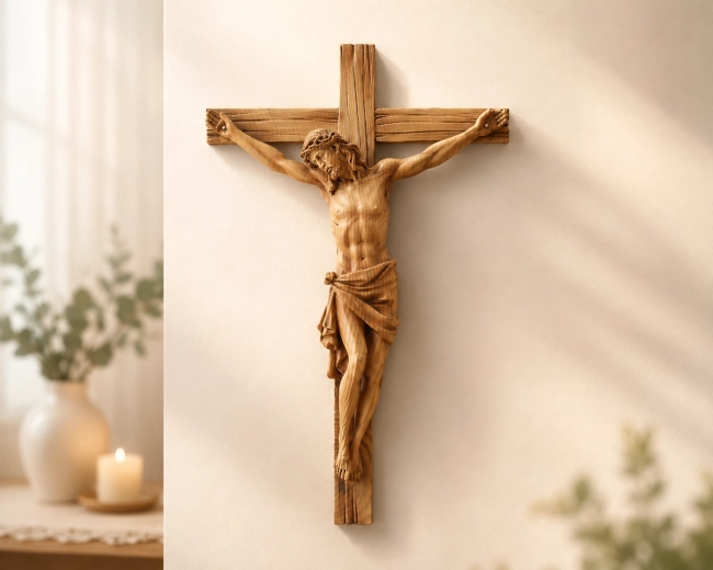 Hängekreuz mit Jesusfigur 24 × 6,5 × 36 cm