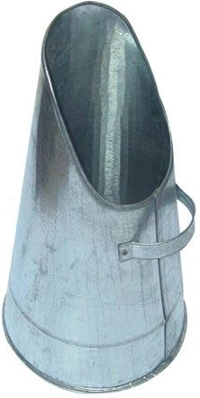 Round slanted coal scuttle made of galvanized sheet metal