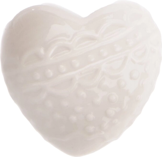 Wit porseleinen hart decoratie 6 × 4 × 6 cm