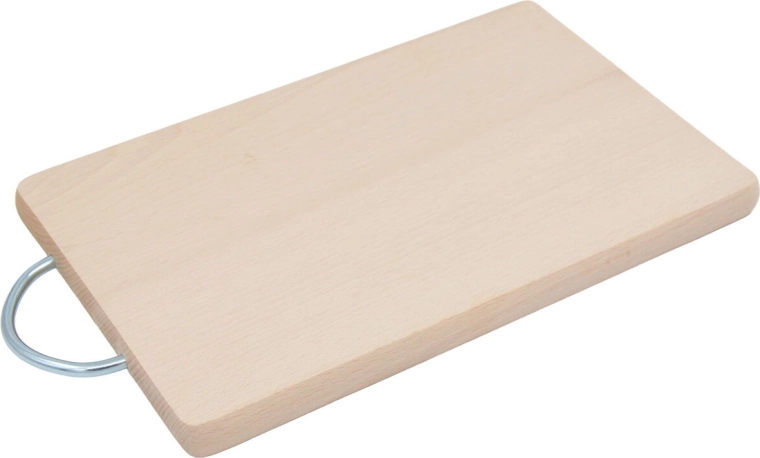 Houten snijplank met metalen handvat 26,5 × 15 × 1,5 cm