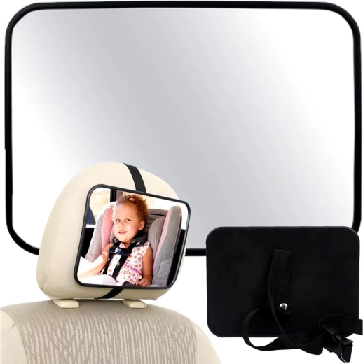 Rücksitz-Babypiegel fürs Auto zur Befestigung an der Kopfstütze, verstellbar 18,8 × 13,5 cm