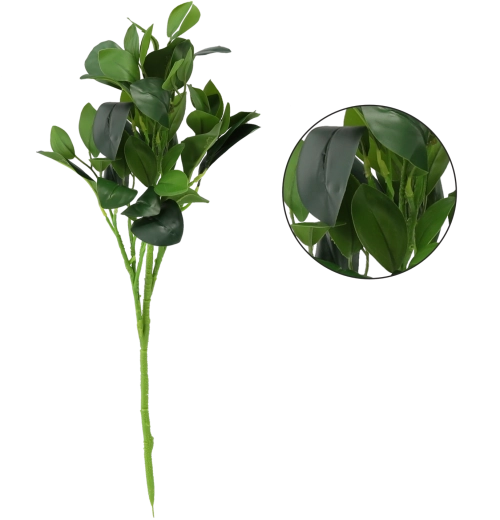 Artificial branch with large green leaves 52 cm