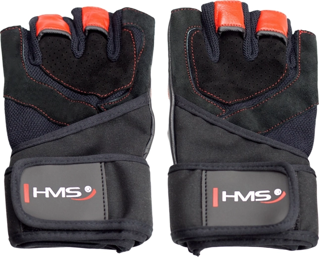 Gants de fitness avec bande de maintien du poignet HMS, rouges – S