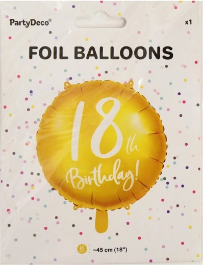 Ballon en aluminium chiffre 18 doré 45 cm