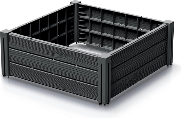 Carré potager surélevé en plastique résistant 61,8 × 61,8 cm anthracite