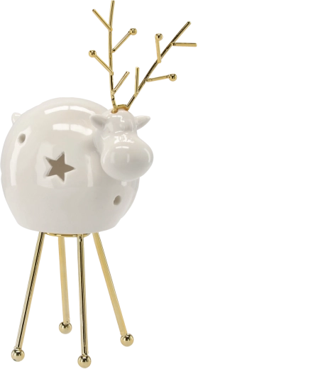 Christmas reindeer candle holder gold 22.3 cm – set of 2