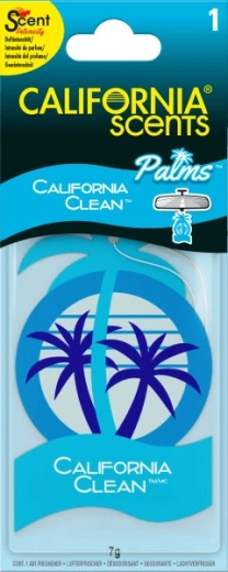 Désodorisant suspendu en papier pour voiture California Scents Palm California Clean