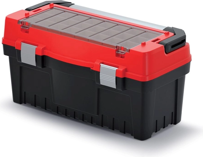 KISTENBERG EVO tool box with metal handle and locks, 594 × 288 × 308 mm, red