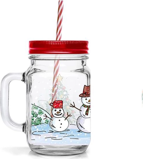 Glas met rietje TORO 450 ml – sneeuwman