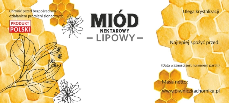 Set etiketten voor lindebloesemhoning 116 × 50 mm, 100 stuks