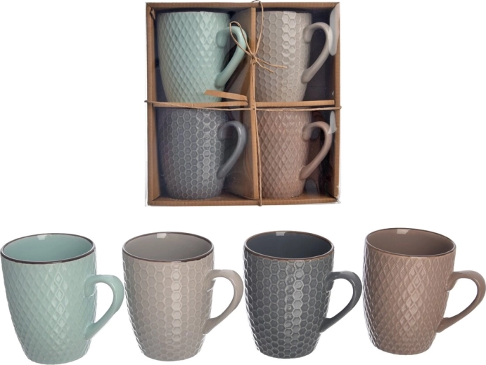 Set aus 4 Steingutbechern 300 ml