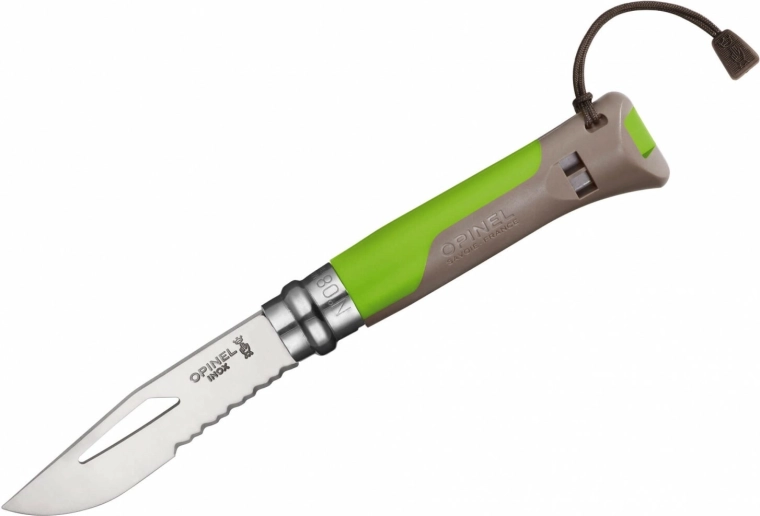 Opinel No.08 Outdoor Inox green pocket knife 8.5 cm with whistle