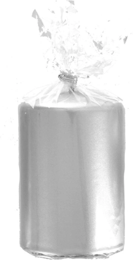 Cilinderkaars met metallic glans, zilver 7 × 10 cm