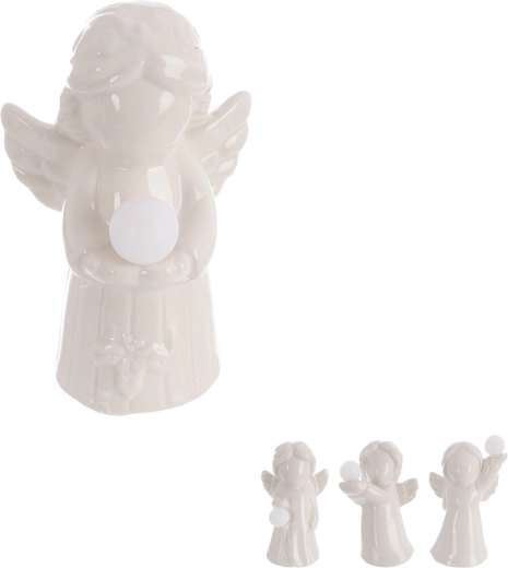 Porcelain angel with LED light (assorted)
