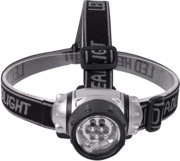 Hoofdlamp met 7 LED's en 3 lichtstanden