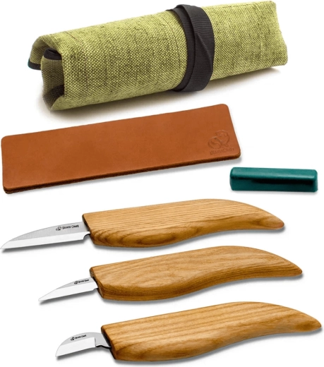 BEAVERCRAFT S15 Woodcarving Starter Set (3 knives in case + accessories)