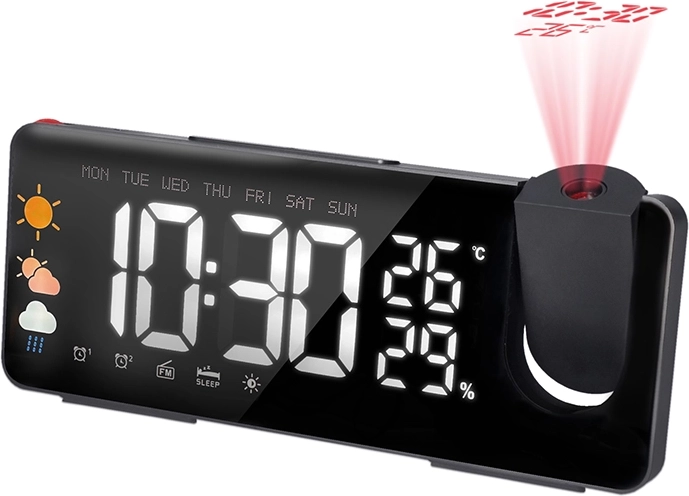 Solight Projektionswecker mit Wetterstation und FM-Radio