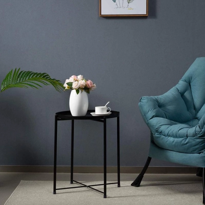 Table ronde en métal de style loft - noire