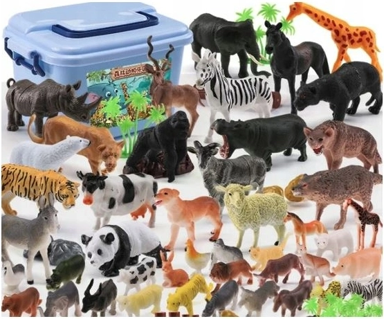 Safari Animal Figurine Set 58 pieces with practical box