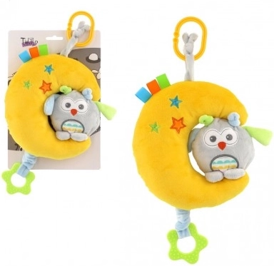 Plush pull-string sleep toy moon with owl with melody - 1 piece