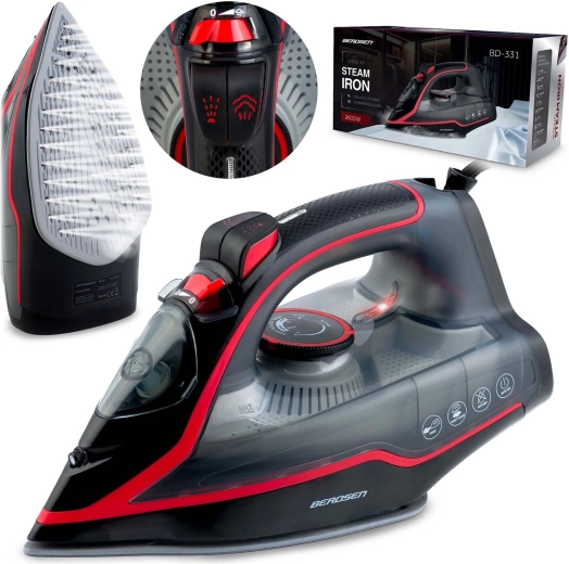Berdsen 2600 W Steam Iron with Ceramic Soleplate and Vertical Steaming