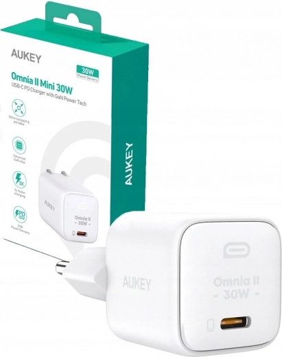 AUKEY OMNIA II Mini USB‑C 30 W PD Charger, White