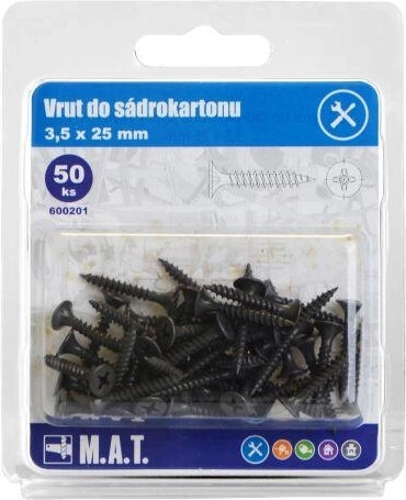 Gipsplaatschroef 3,5 × 25 mm, fijne draad, gefosfateerd (50 stuks)